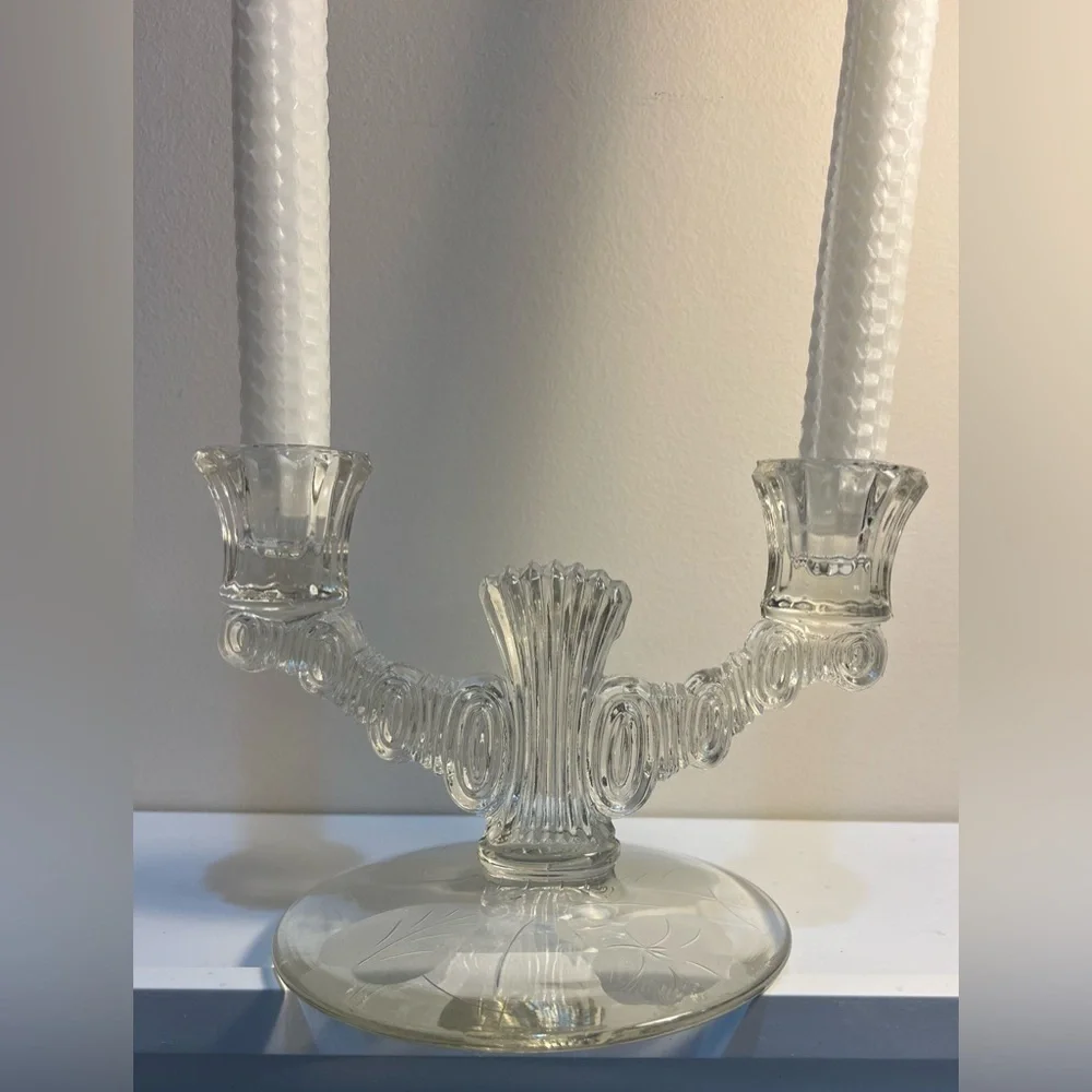 Mid-century glass candelabra